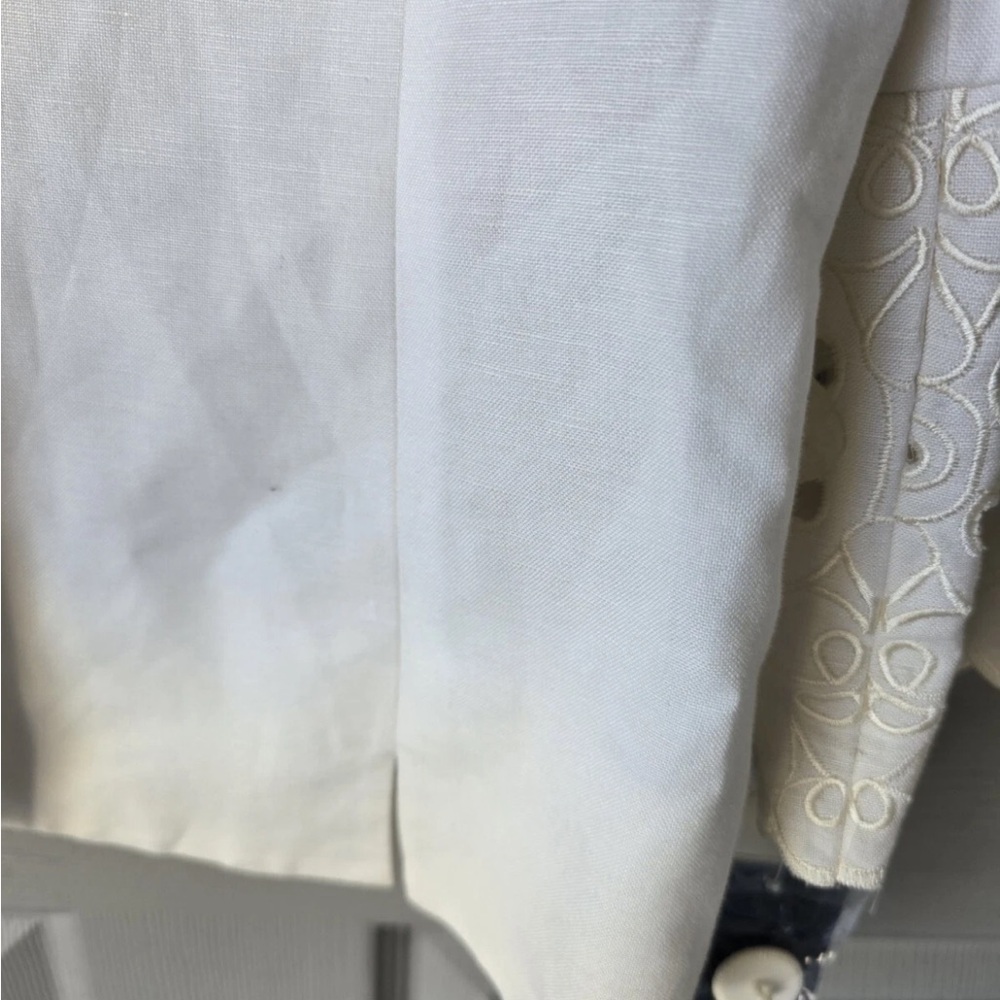 $240 Nipon Boutique Linen Blend Blazer Jacket Women Sz 6 Lace Flare Sleeve New - Picture 10 of 14